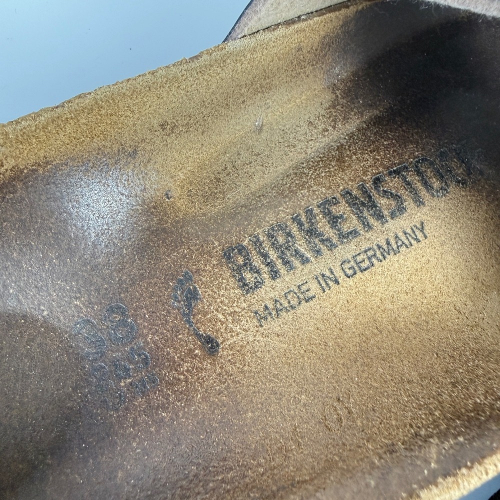 Revolve Birkenstock Madrid Big Buckle Women 38 Taupe Metallic Slide Sandal - Picture 3 of 12